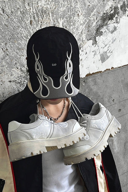 White Platform Combat Oxford Shoes - Wolvess