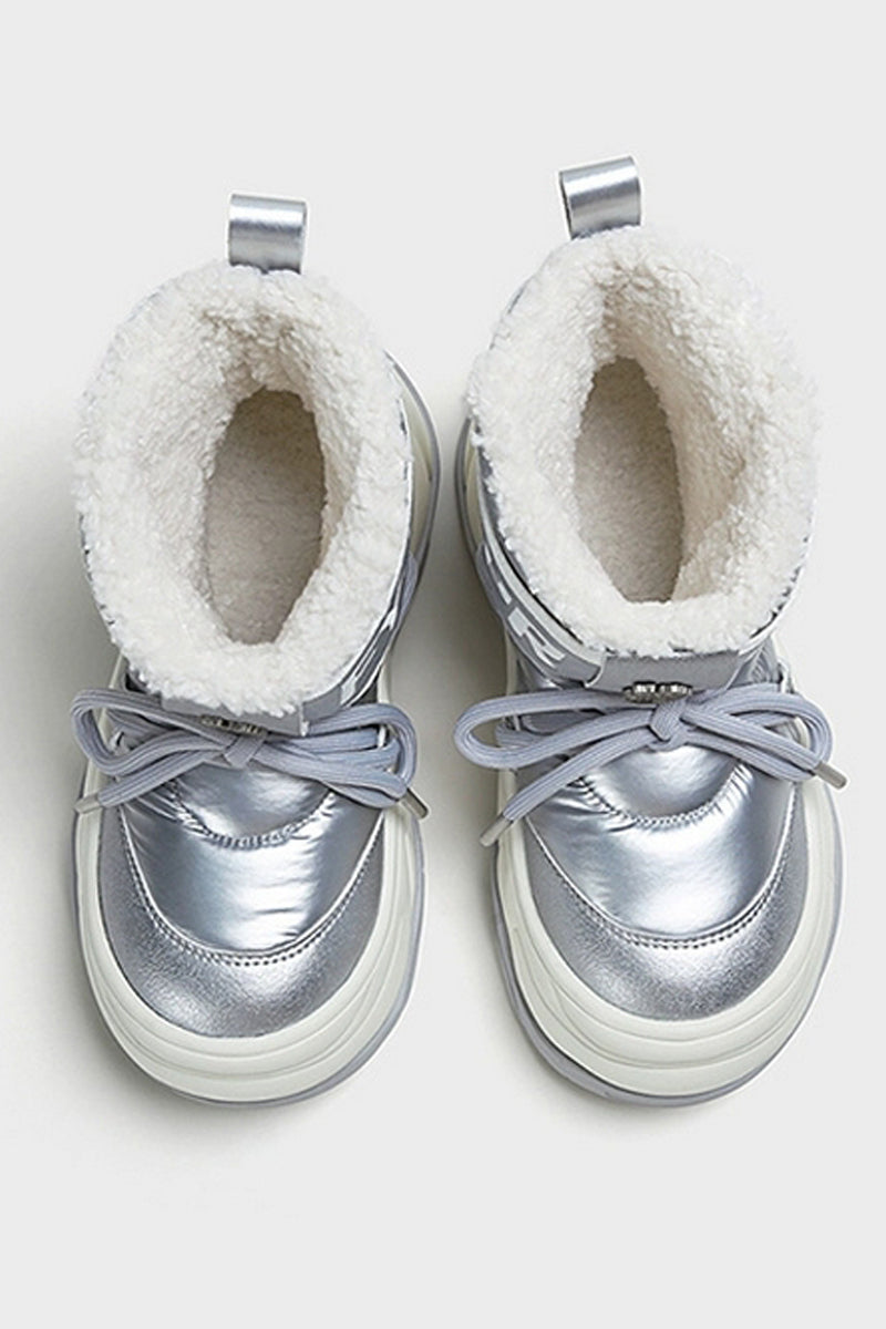 Metallic Waterproof Snow Boots - Plush-Lined Winter Footwear - Wolvess