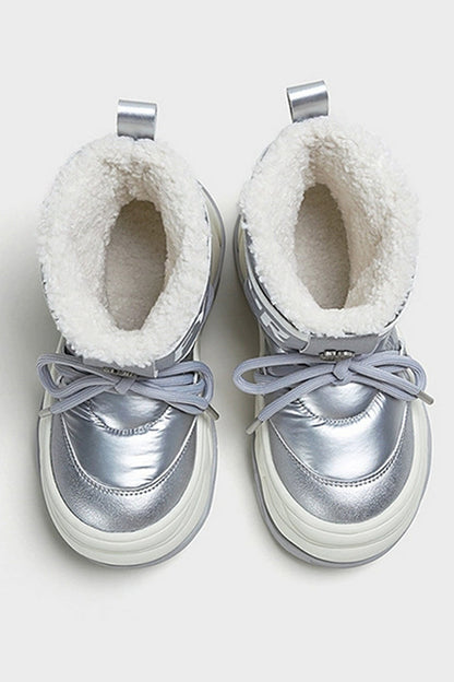 Metallic Waterproof Snow Boots - Plush-Lined Winter Footwear - Wolvess