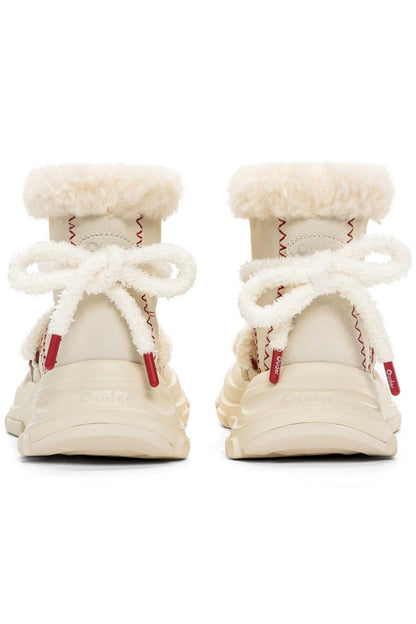 Furry Platform Snow Boots Cream - Wolvess