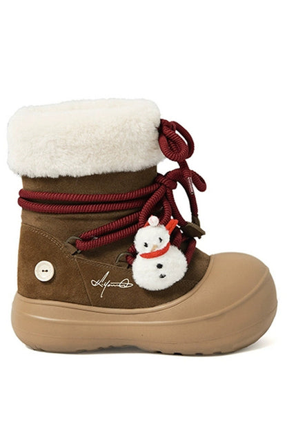 Holiday Winter Boot Brown with Gingerbread Man Charm - Wolvess
