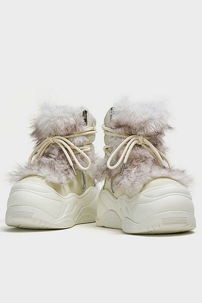 Plush-Trimmed Winter Boots - Cozy Beige Waterproof Snow Footwear - Wolvess