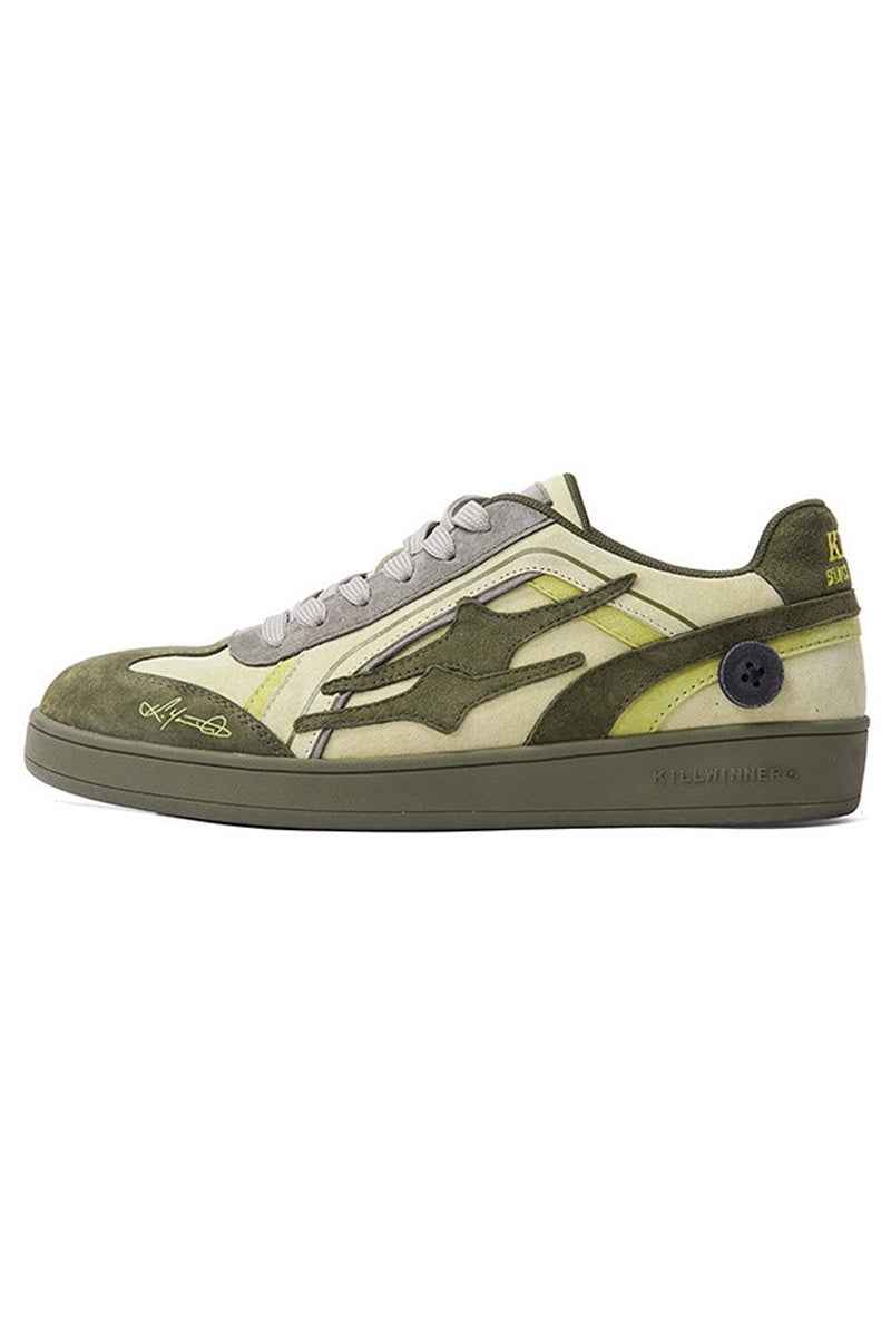 Olive Green Mixed Court Sneakers