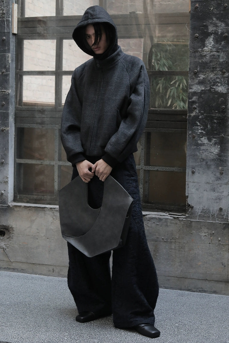 Black Geometric Hobo Shoulder Bag - Wolvess