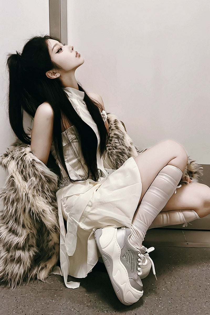 Silver Mesh Platform Wave Chunky Sneakers - Wolvess