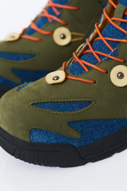 Green Denim Outdoor Hiking Boots - Wolvess