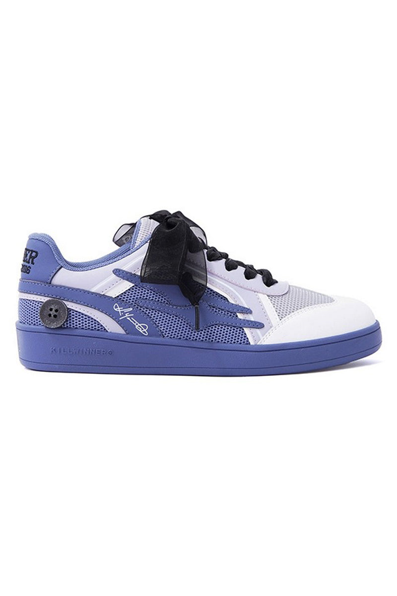 Mesh Low-Top Sneakers White and Periwinkle Blue - Wolvess