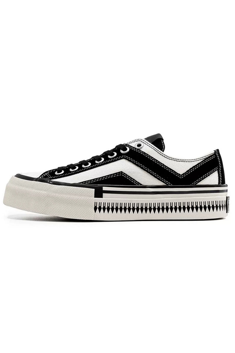 Black White Platform Canvas Sneakers - Wolvess