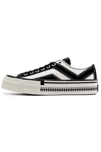 Black White Platform Canvas Sneakers - Wolvess