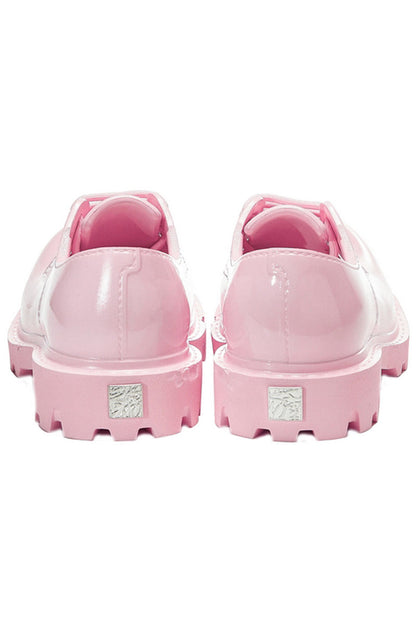 Pink Platform Derby Shoes with Lug Sole - Wolvess