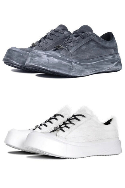 Suede Platform Distressed Sneakers - Wolvess