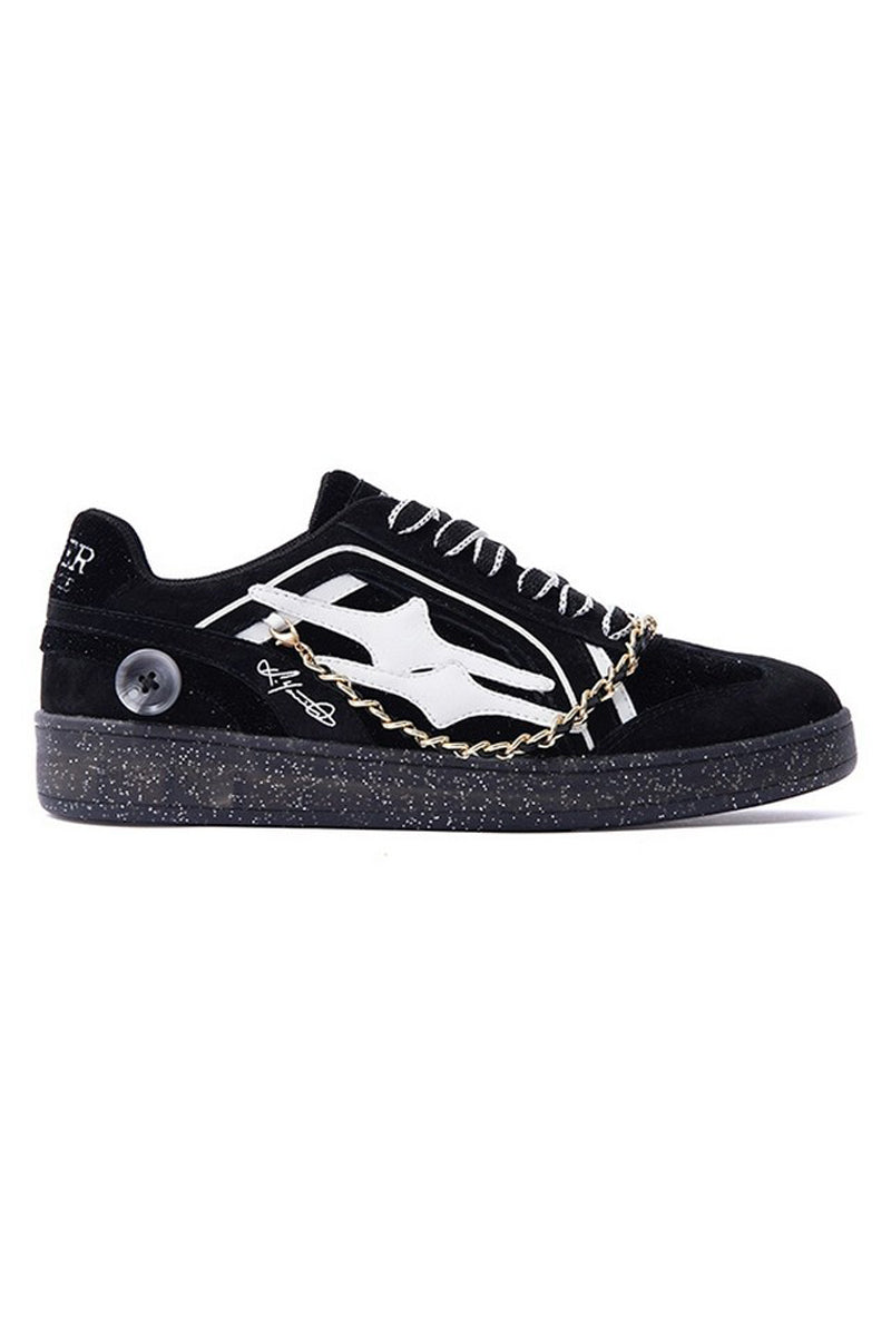 Black Suede Chain Court Sneakers - Wolvess
