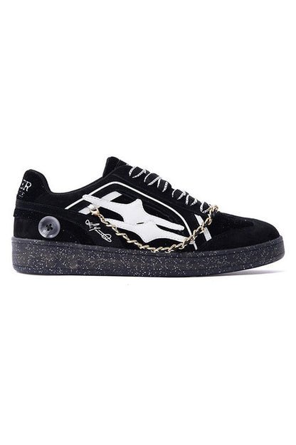 Black Suede Chain Court Sneakers - Wolvess