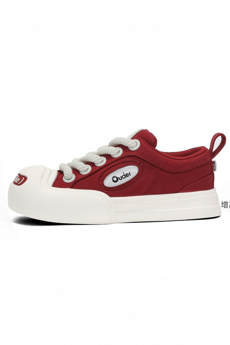Red and White Canvas Low-Top Sneakers - Wolvess