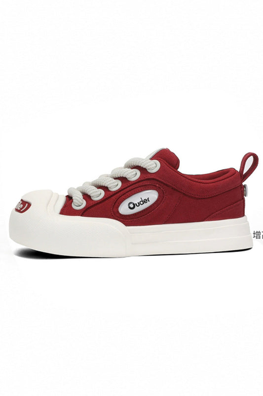 Red and White Canvas Low-Top Sneakers - Wolvess