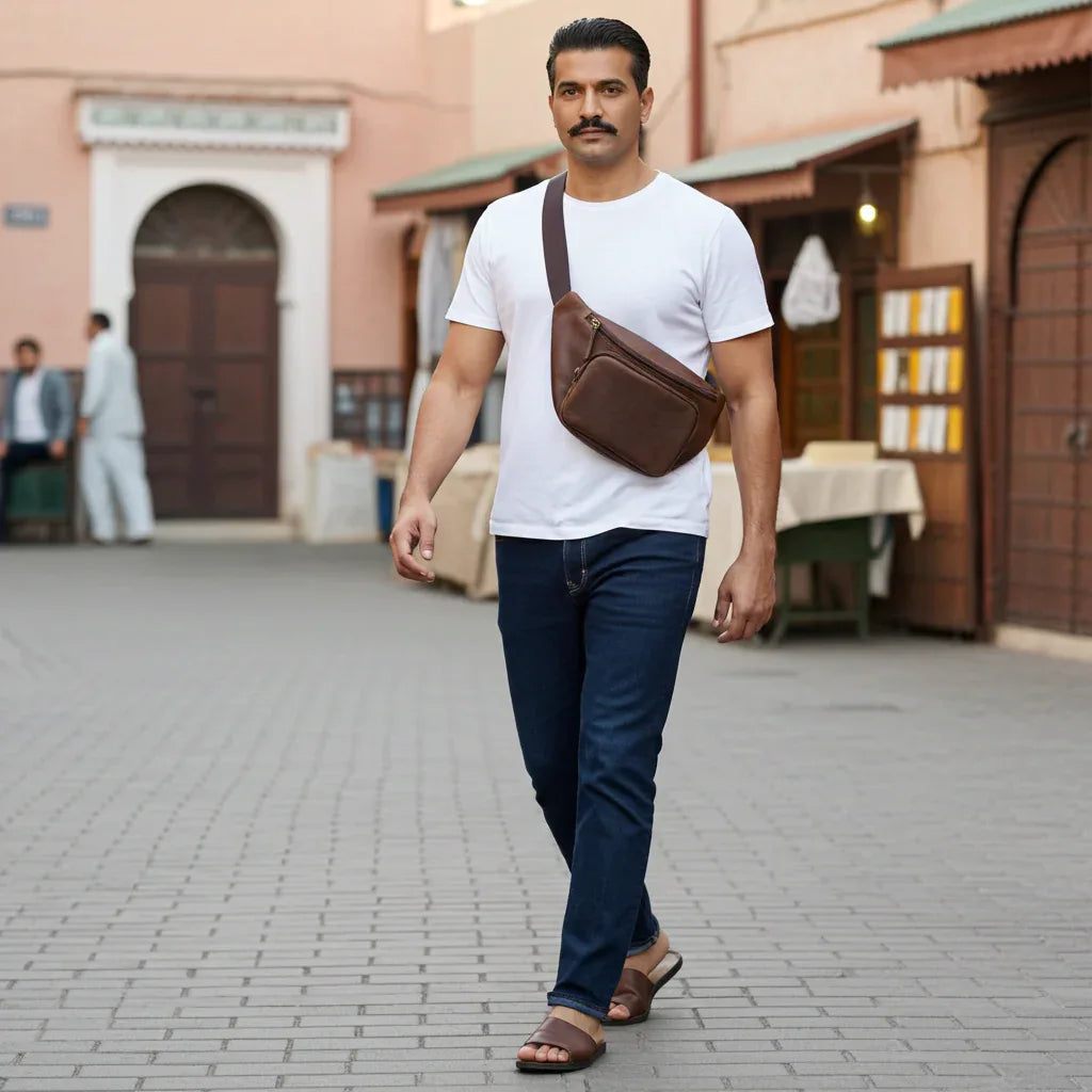 Cambridge Full-Grain Leather Waist Pack / Leather Waist Bag MiamiLeathers.com