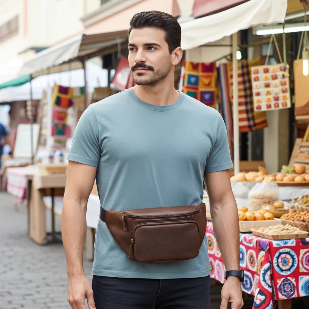 Cambridge Full-Grain Leather Waist Pack / Leather Waist Bag MiamiLeathers.com