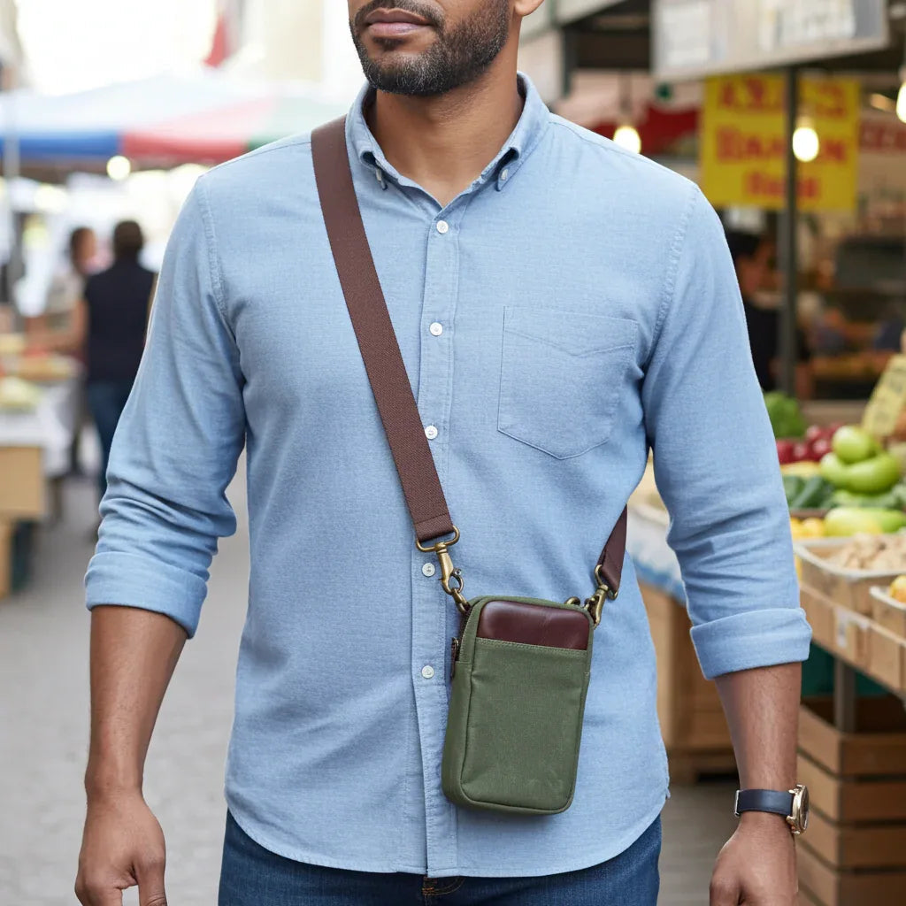 Phone Case, Maxwell Leather Waxed Canvas Phone Case MiamiLeathers.com