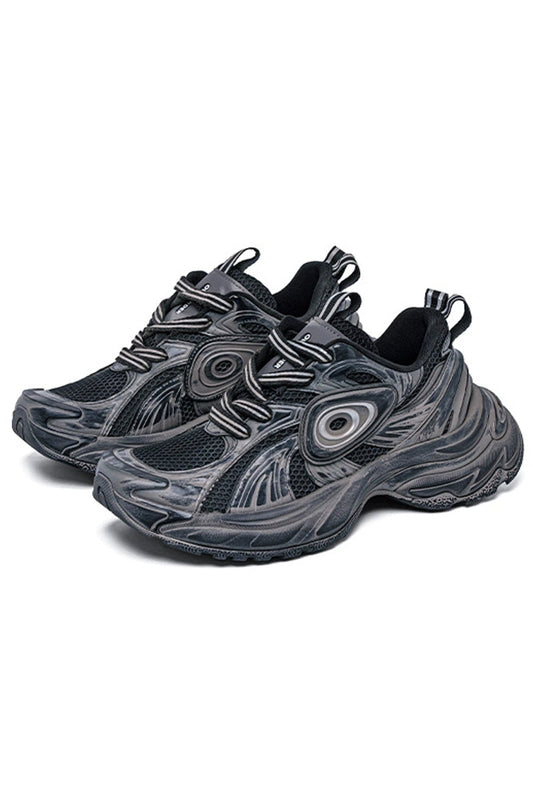 Chunky Running Sneakers Triple Black - Wolvess