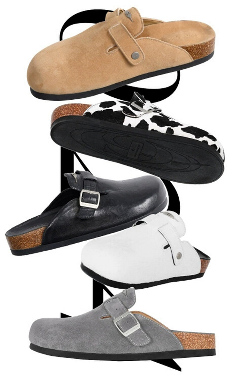 Buckle Cork Sole Clogs - Wolvess