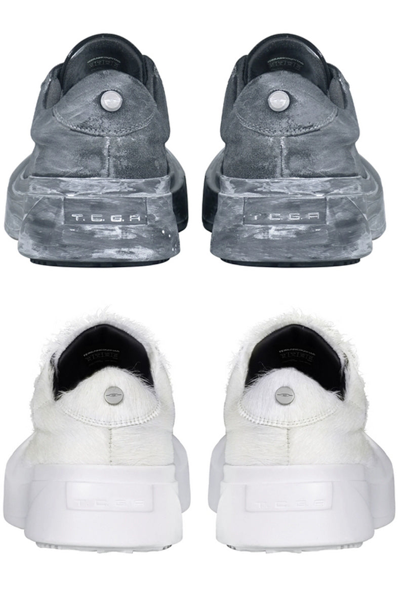 Suede Platform Distressed Sneakers - Wolvess