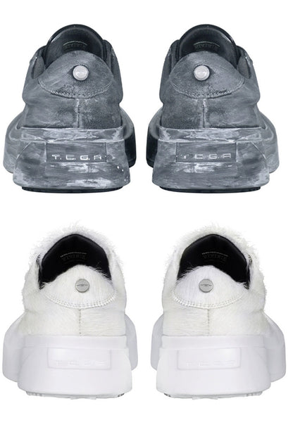 Suede Platform Distressed Sneakers - Wolvess