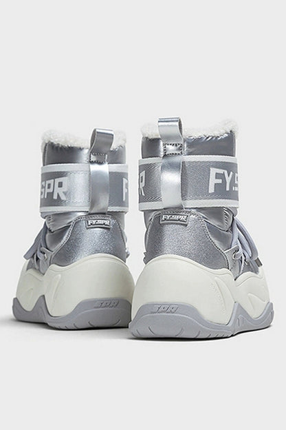 Metallic Waterproof Snow Boots - Plush-Lined Winter Footwear - Wolvess