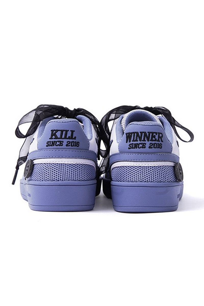 Mesh Low-Top Sneakers White and Periwinkle Blue - Wolvess