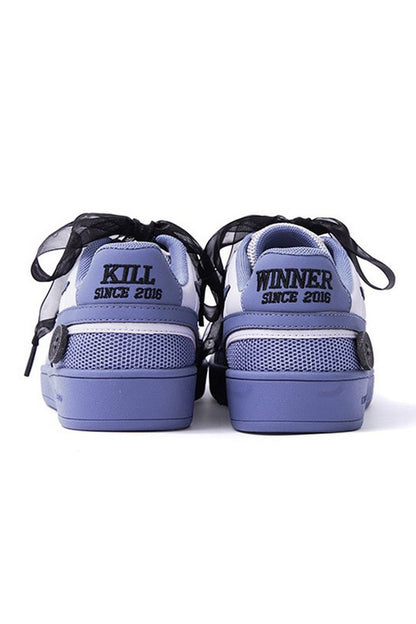 Mesh Low-Top Sneakers White and Periwinkle Blue - Wolvess