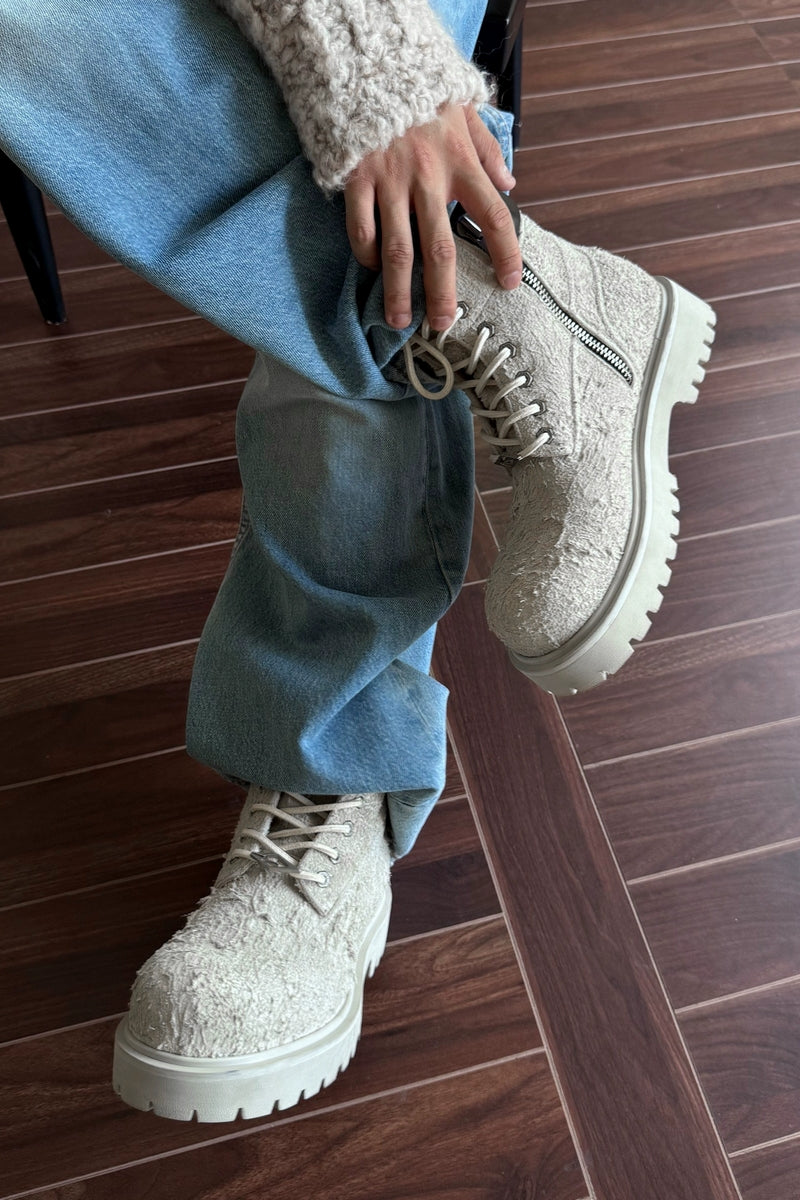 Suede Chunky Combat Boots - Wolvess