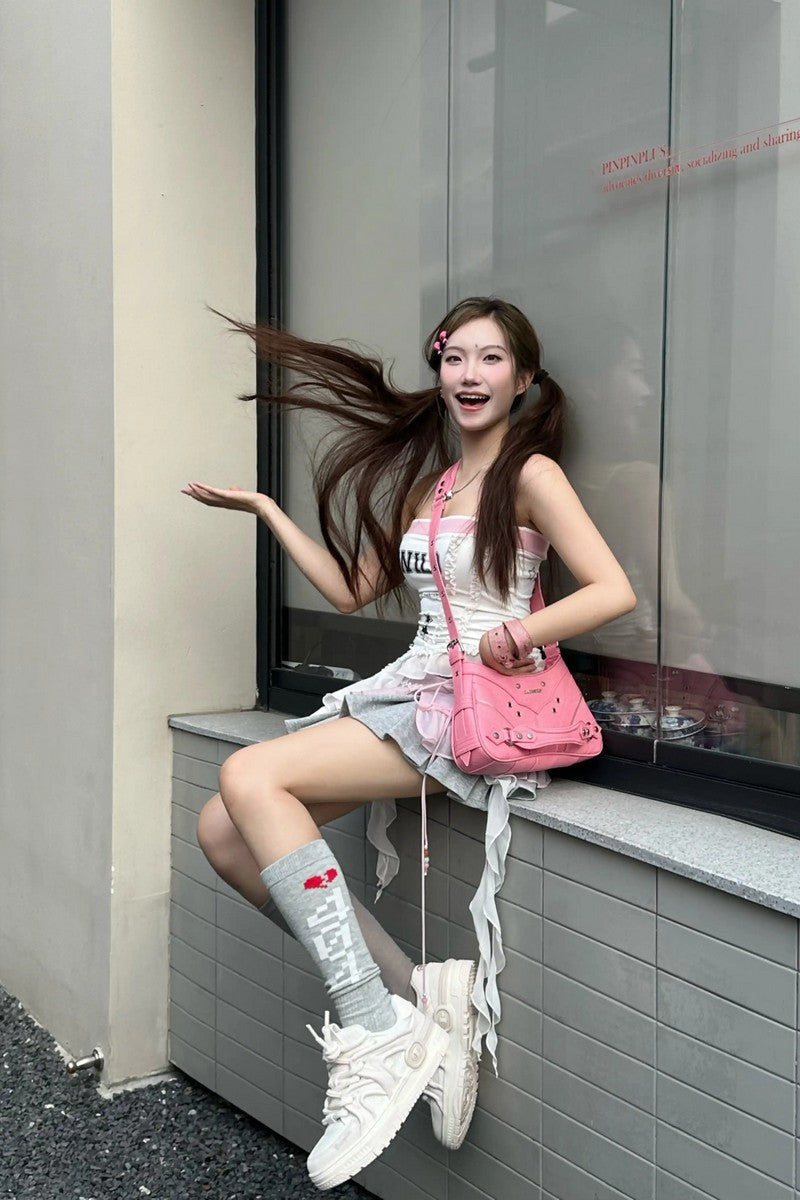 Textured Studded Shoulder Bag - Wolvess