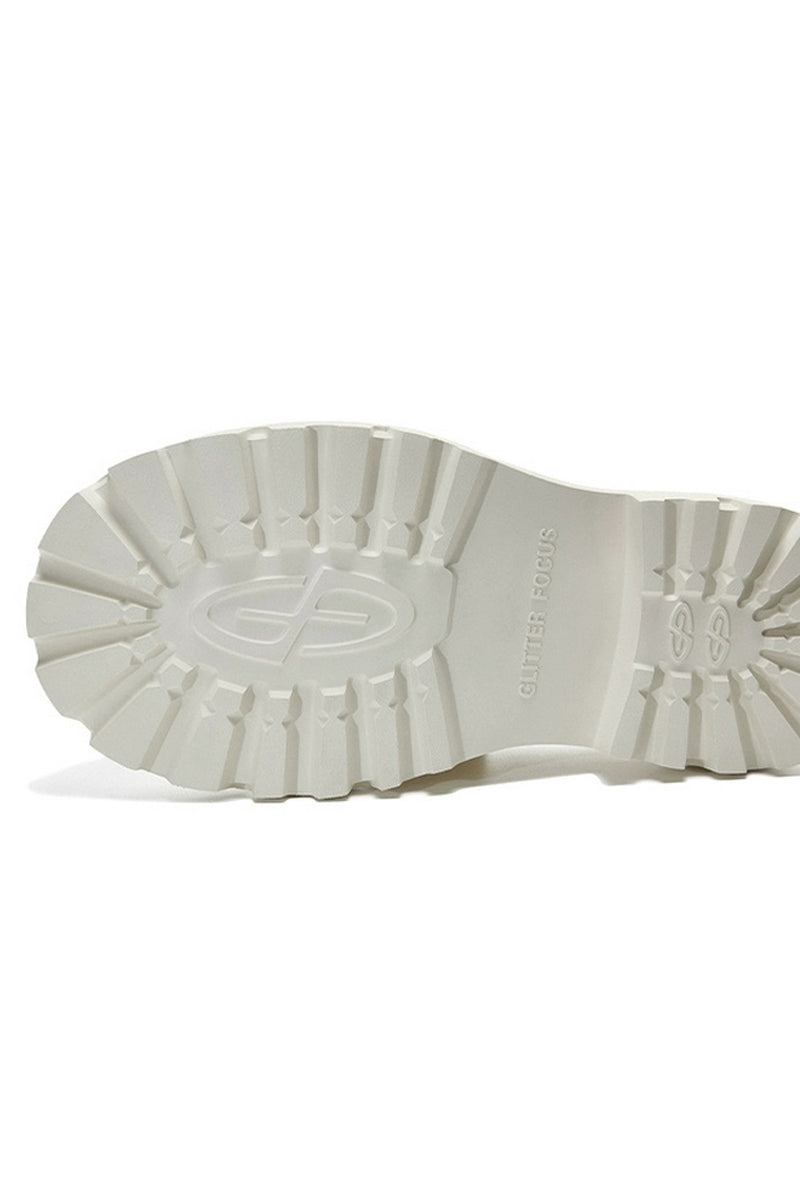 Off-White Platform Derby Shoes with Lug Sole - Wolvess