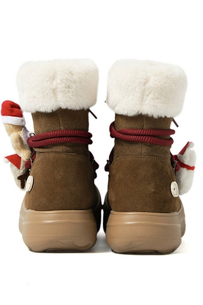 Holiday Winter Boot Brown with Gingerbread Man Charm - Wolvess