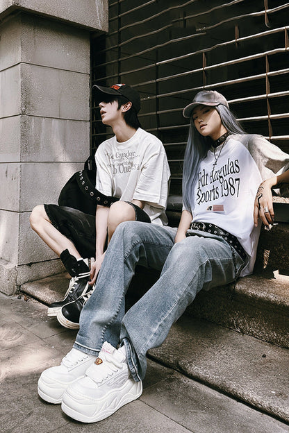 All White Platform Wave Chunky Sneakers - Wolvess