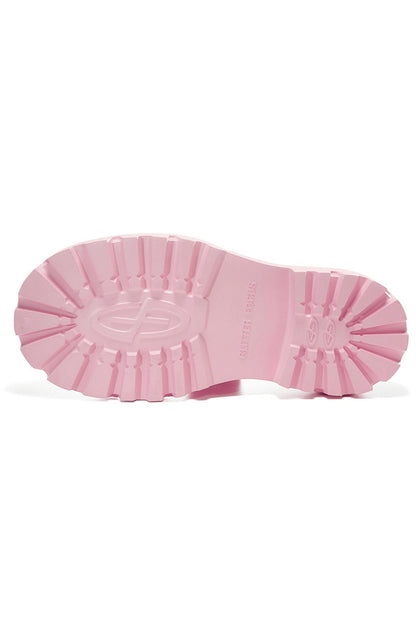 Pink Platform Derby Shoes with Lug Sole - Wolvess