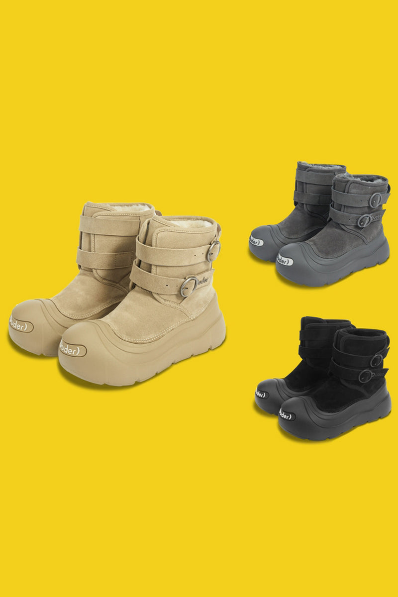 Double Buckle Platform Boots - Wolvess