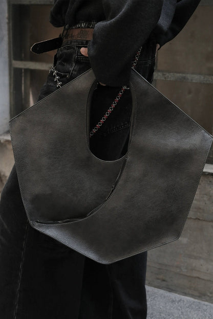 Black Geometric Hobo Shoulder Bag - Wolvess