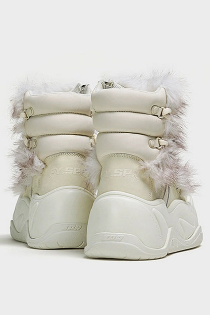 Plush-Trimmed Winter Boots - Cozy Beige Waterproof Snow Footwear - Wolvess