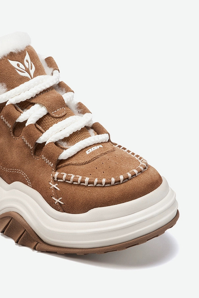 Brown Suede Chunky Platform Sneakers - Wolvess