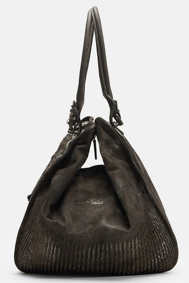 Distressed Hexagon Leather Shoulder Bag - Wolvess