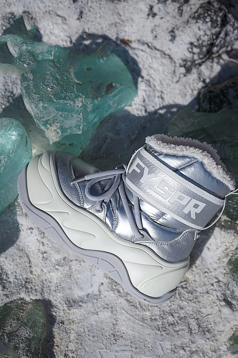 Metallic Waterproof Snow Boots - Plush-Lined Winter Footwear - Wolvess
