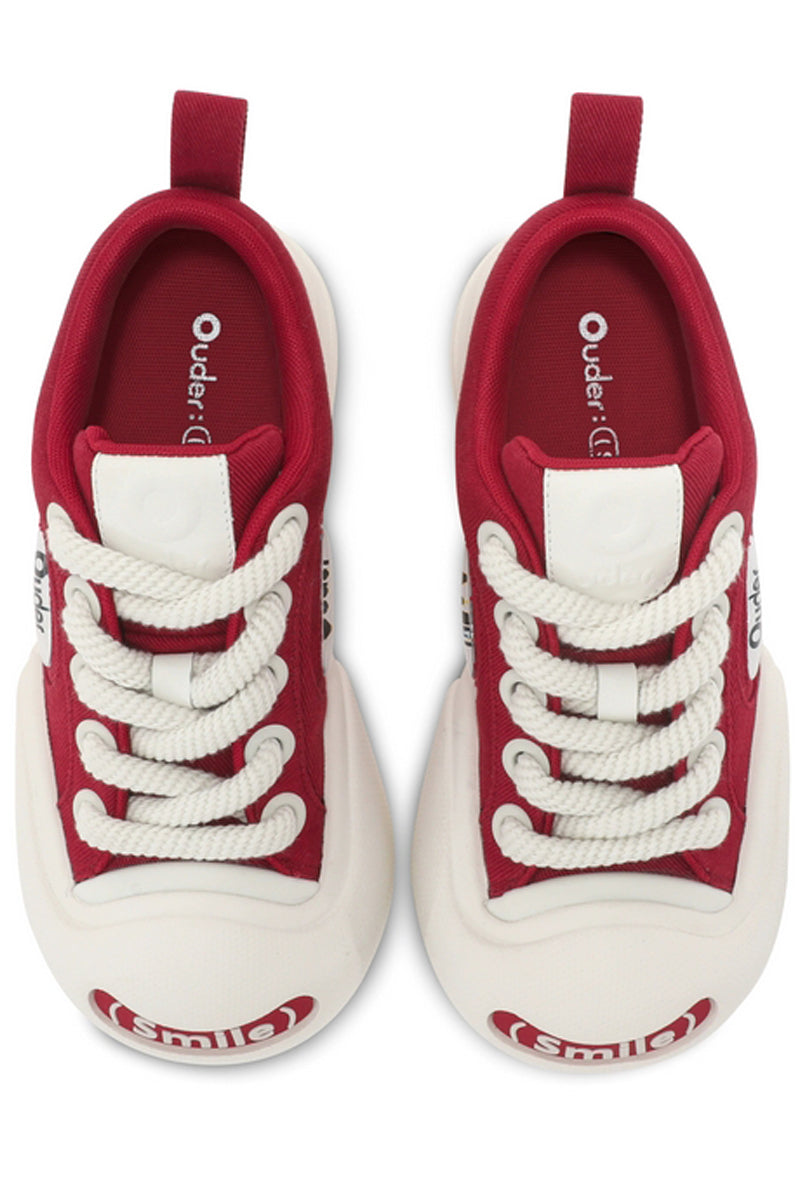 Red and White Canvas Low-Top Sneakers - Wolvess