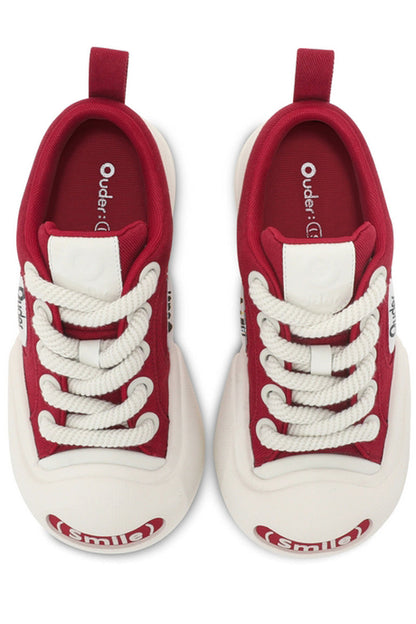 Red and White Canvas Low-Top Sneakers - Wolvess