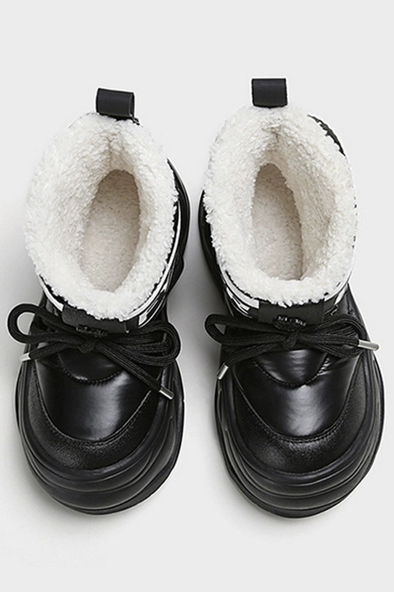 Black Sherpa Platform Winter Ankle Boots - Wolvess