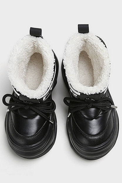 Black Sherpa Platform Winter Ankle Boots - Wolvess