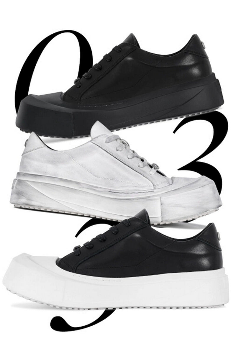 Leather Toe Cap Platform Sneakers - Wolvess