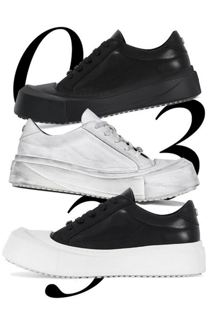 Leather Toe Cap Platform Sneakers - Wolvess