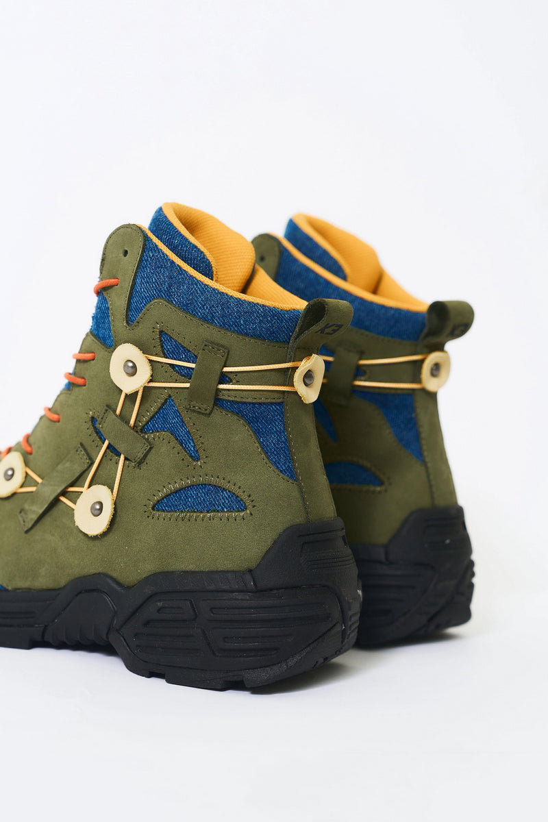 Green Denim Outdoor Hiking Boots - Wolvess