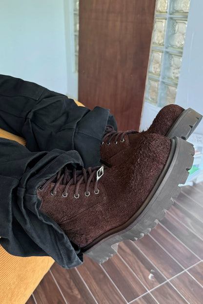 Suede Chunky Combat Boots - Wolvess