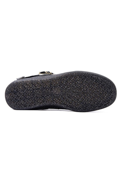 Black Suede Chain Court Sneakers - Wolvess